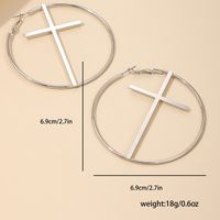 1 Pair IG Style Exaggerated Modern Style Cross Round Alloy Hoop Earrings main image 2