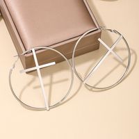 1 Pair IG Style Exaggerated Modern Style Cross Round Alloy Hoop Earrings main image 5