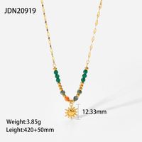 Casual Simple Style Sun 304 Stainless Steel Natural Stone Plating Pendant Necklace 1 Piece main image 2