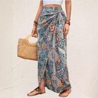 Summer Vintage Style Cashew Nuts Polyester Knee-Length Skirts main image 2