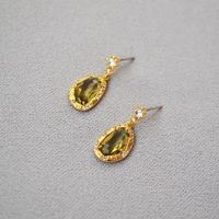Simple Style Oval Brass Artificial Crystal Ear Studs 1 Pair main image 6