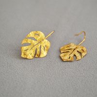 Elegant Retro Leaf Copper Plating Drop Earrings sku image 2
