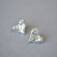 Elegant Simple Style Heart Shape Brass Plating Pleated Ear Studs 1 Pair main image 4