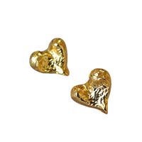 Elegant Simple Style Heart Shape Brass Plating Pleated Ear Studs 1 Pair main image 5