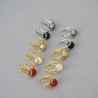 Simple Style U Shape Copper Plating Agate Earrings 1 Pair main image 1