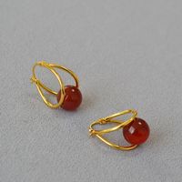 Simple Style U Shape Copper Plating Agate Earrings 1 Pair main image 5