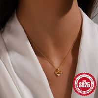 Elegant Simple Style Letter Heart Shape Sterling Silver Plating Zircon Pendant Necklace main image 6