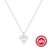 Elegant Simple Style Letter Heart Shape Sterling Silver Plating Zircon Pendant Necklace main image 5