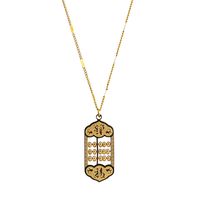 304 Stainless Steel 18K Gold Plated Chinoiserie Beaded Geometric Pendant Necklace main image 6