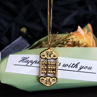 304 Stainless Steel 18K Gold Plated Chinoiserie Beaded Geometric Pendant Necklace main image 3