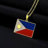 201 Stainless Steel 304 Stainless Steel 18K Gold Plated Ethnic Style Enamel Plating Flag None Pendant Necklace sku image 2