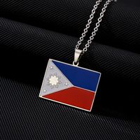 201 Stainless Steel 304 Stainless Steel 18K Gold Plated Ethnic Style Enamel Plating Flag None Pendant Necklace sku image 1