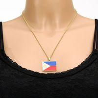 201 Stainless Steel 304 Stainless Steel 18K Gold Plated Ethnic Style Enamel Plating Flag None Pendant Necklace main image 5