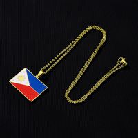 201 Stainless Steel 304 Stainless Steel 18K Gold Plated Ethnic Style Enamel Plating Flag None Pendant Necklace main image 6