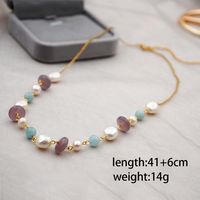 304 Stainless Steel Freshwater Pearl Titanium Steel Gold Plated Sweet Simple Style Beaded Geometric Necklace main image 2