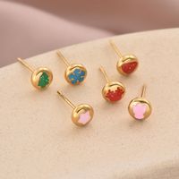 1 Set Cute Simple Style Christmas Tree Heart Shape Snowflake Enamel 304 Stainless Steel 14K Gold Plated Ear Studs main image 3