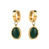 1 Pair IG Style Modern Style Classic Style Oval Plating Inlay 316 Stainless Steel  Resin Pearl 18K Gold Plated Drop Earrings sku image 1