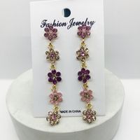 Elegant Lady Flower Alloy Inlay Artificial Gemstones Women's Drop Earrings sku image 1