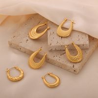 1 Pair Casual Elegant Simple Style U Shape Plating Titanium Steel 18K Gold Plated Earrings main image 7