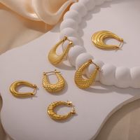 1 Pair Casual Elegant Simple Style U Shape Plating Titanium Steel 18K Gold Plated Earrings main image 6