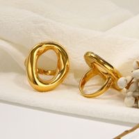 304 Stainless Steel 18K Gold Plated Casual Classic Style Plating Solid Color Rings main image 3
