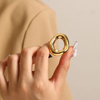 304 Stainless Steel 18K Gold Plated Casual Classic Style Plating Solid Color Rings main image 5