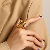304 Stainless Steel 18K Gold Plated Casual Classic Style Plating Solid Color Rings main image 6