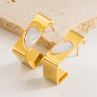 1 Pair Vacation Modern Style Classic Style Square Heart Shape Inlay 316 Stainless Steel  Resin 14K Gold Plated Ear Studs main image 5