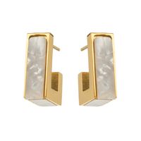 1 Pair Vacation Modern Style Classic Style Square Heart Shape Inlay 316 Stainless Steel  Resin 14K Gold Plated Ear Studs main image 6