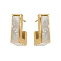 1 Par Vacaciones Estilo Moderno Estilo Clásico Cuadrado Forma De Corazón Embutido Acero Inoxidable 316 Resina Chapado En Oro De 14 Quilates. Pendientes sku image 2