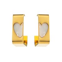 1 Pair Vacation Modern Style Classic Style Square Heart Shape Inlay 316 Stainless Steel  Resin 14K Gold Plated Ear Studs sku image 1