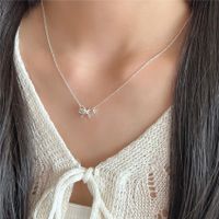 Sterling Silver Casual Chain Bow Knot Pendant Necklace main image 7