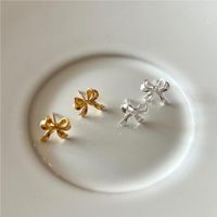 1 Pair Lady Romantic Simple Style Bow Knot Plating Inlay Sterling Silver Earrings main image 1