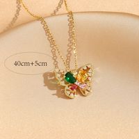 Titanium Steel 18K Gold Plated Casual Commute Plating Diamond Moon Snake Butterfly Resin Opal Zircon Pendant Necklace sku image 11