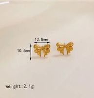 304 Stainless Steel 18K Gold Plated IG Style Sweet Artistic Polishing Butterfly Bow Knot Rings Earrings Necklace main image 2