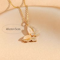 Titanium Steel 18K Gold Plated Casual Commute Plating Diamond Moon Snake Butterfly Resin Opal Zircon Pendant Necklace sku image 5