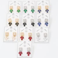 1 Pair Sweet Commute Color Block Plating Inlay Copper Zircon 18K Gold Plated White Gold Plated Drop Earrings main image 1