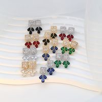 1 Pair Sweet Commute Color Block Plating Inlay Copper Zircon 18K Gold Plated White Gold Plated Drop Earrings main image 4