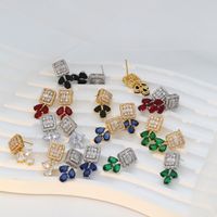 1 Pair Sweet Commute Color Block Plating Inlay Copper Zircon 18K Gold Plated White Gold Plated Drop Earrings main image 5