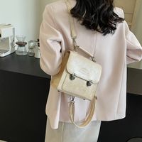 Women's Medium Pu Leather Solid Color Preppy Style Classic Style Lock Clasp Fashion Backpack main image 2