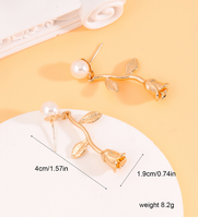 1 Pair Sweet Flower Inlay Alloy Pearl Drop Earrings main image 2