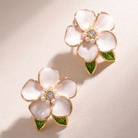 1 Pair Sweet Flower Inlay Alloy Rhinestone Rhinestones Ear Studs sku image 2