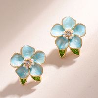 1 Pair Sweet Flower Inlay Alloy Rhinestone Rhinestones Ear Studs sku image 3