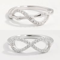 Sterling Silver White Gold Plated Elegant Shiny Inlay Infinity Zircon Rings main image 1