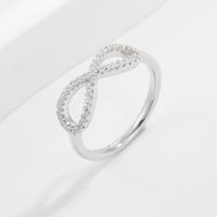 Sterling Silver White Gold Plated Elegant Shiny Inlay Infinity Zircon Rings main image 3