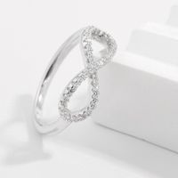 Sterling Silver White Gold Plated Elegant Shiny Inlay Infinity Zircon Rings main image 4