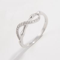 Sterling Silver White Gold Plated Elegant Shiny Inlay Infinity Zircon Rings main image 5
