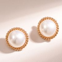 1 Pair Sweet Round Inlay Alloy Pearl Pearl Ear Studs main image 1