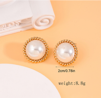 1 Pair Sweet Round Inlay Alloy Pearl Pearl Ear Studs main image 2