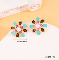 1 Paire Sucré Fleur Incruster Le Cuivre Strass Perle Boucles D'Oreilles main image 2